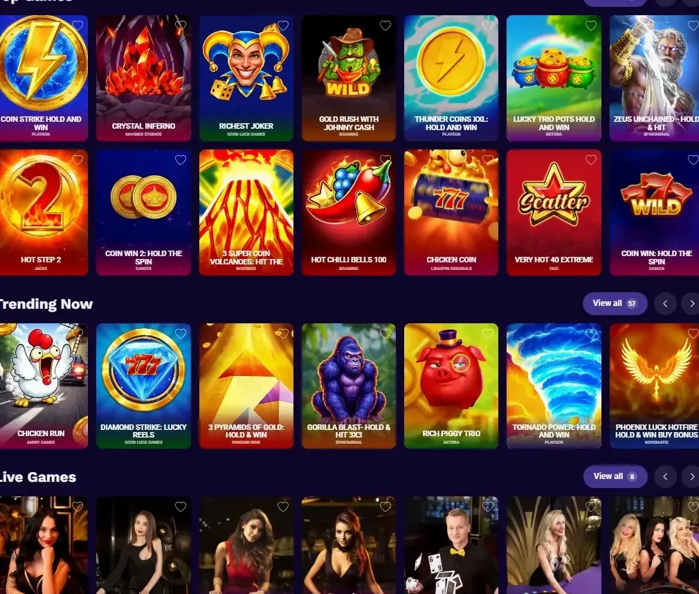 Spelaanbod Liraspin 6000 titels 4500 slots 221 live casino 46 progressive jackpots